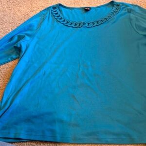 Rafaella Teal Long Sleeve Top
